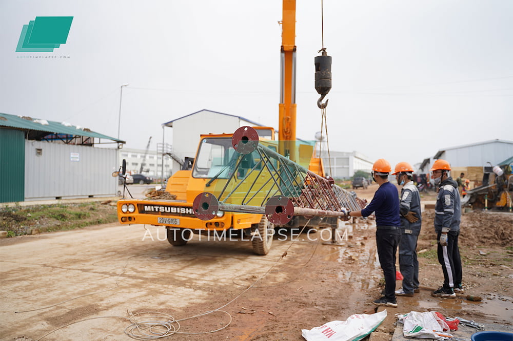 Quy trình dựng cột lắp đặt máy Auto Timelapse